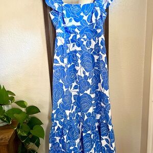Blue Floral Cotton Women's Dress NWT